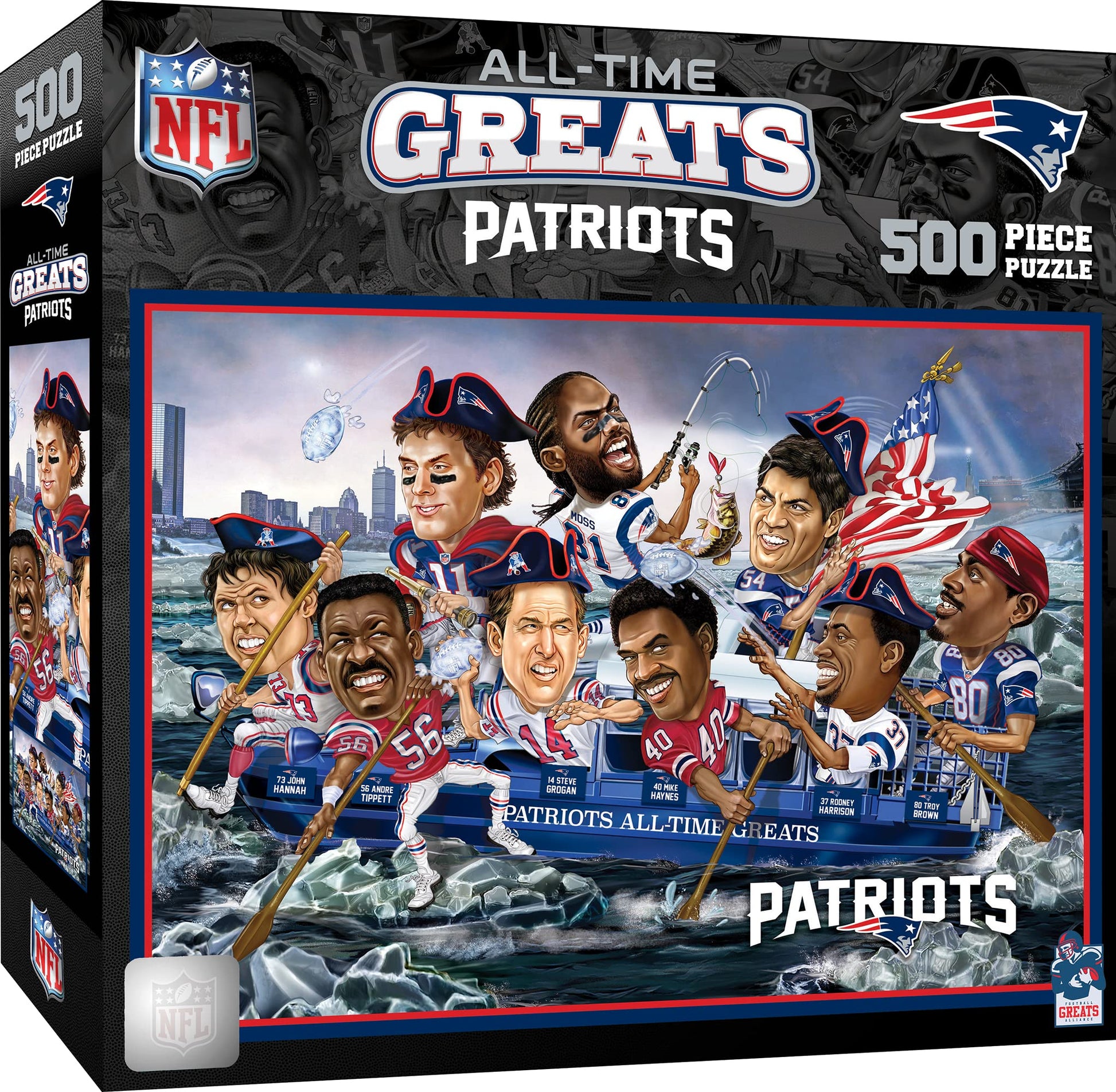 MasterPieces 500 Piece Sports Jigsaw Puzzle for Adults - NFL New England Patriots All-Time Greats - 15x21