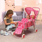 Badger Basket Folding Triple Doll Stroller For 18-Inch Dolls – Stylish Pink With Polka Dots, Lightweight And Convenient For Fun Playtime Adventures