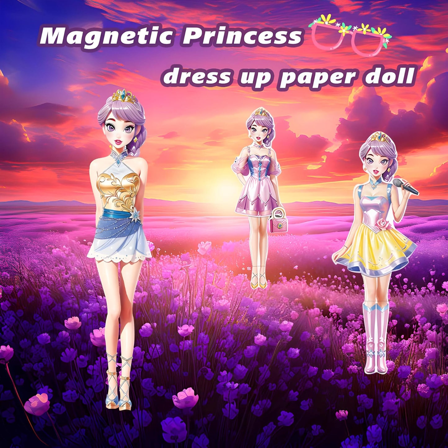 Generic Magnetic Princess Dress Up Paper Doll, Magnet Dress Up Games, Play Travel Playset Toy Magnetic Dress Up Dolls And Pretend For Girls (Joy), Medium