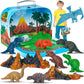 Team Power Dinosaurs Carry Case Set - With Play Scenery Inside, 8 Dinosaur Figures & 2 Volcanic Landscape | Toddler Toys| Dinosa