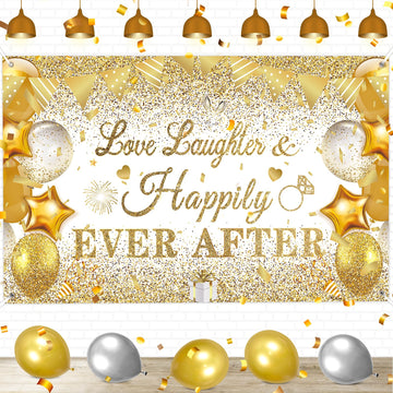 White Gold Bridal Shower Decorations Love Laughter and Happily Ever After Banner Backdrop Wedding Shower Banner Happily Ever Aft