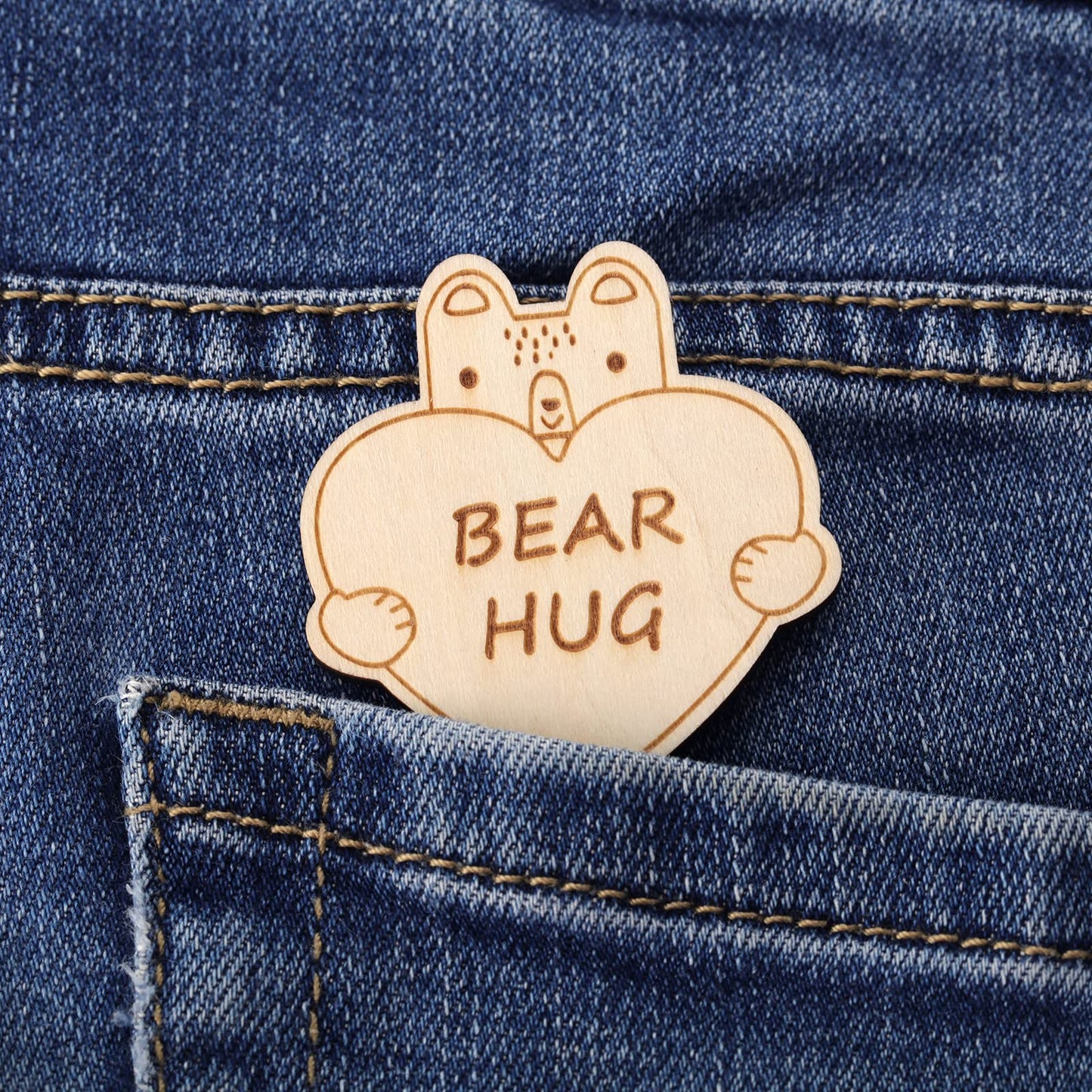 Mixjoy Little Wooden Pocket Bear Hug Token Send A Hug Gift Thinking Of You Miss You Isolation Gift Cheer Pick Me Up Pocket Hug T