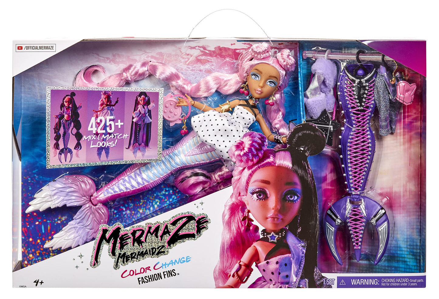 Mermaze Mermaidz™ Morra™ Customizable Fashion Doll With Mix & Match Tails, Color Change Fin And Makeup, Surprise Hair Color