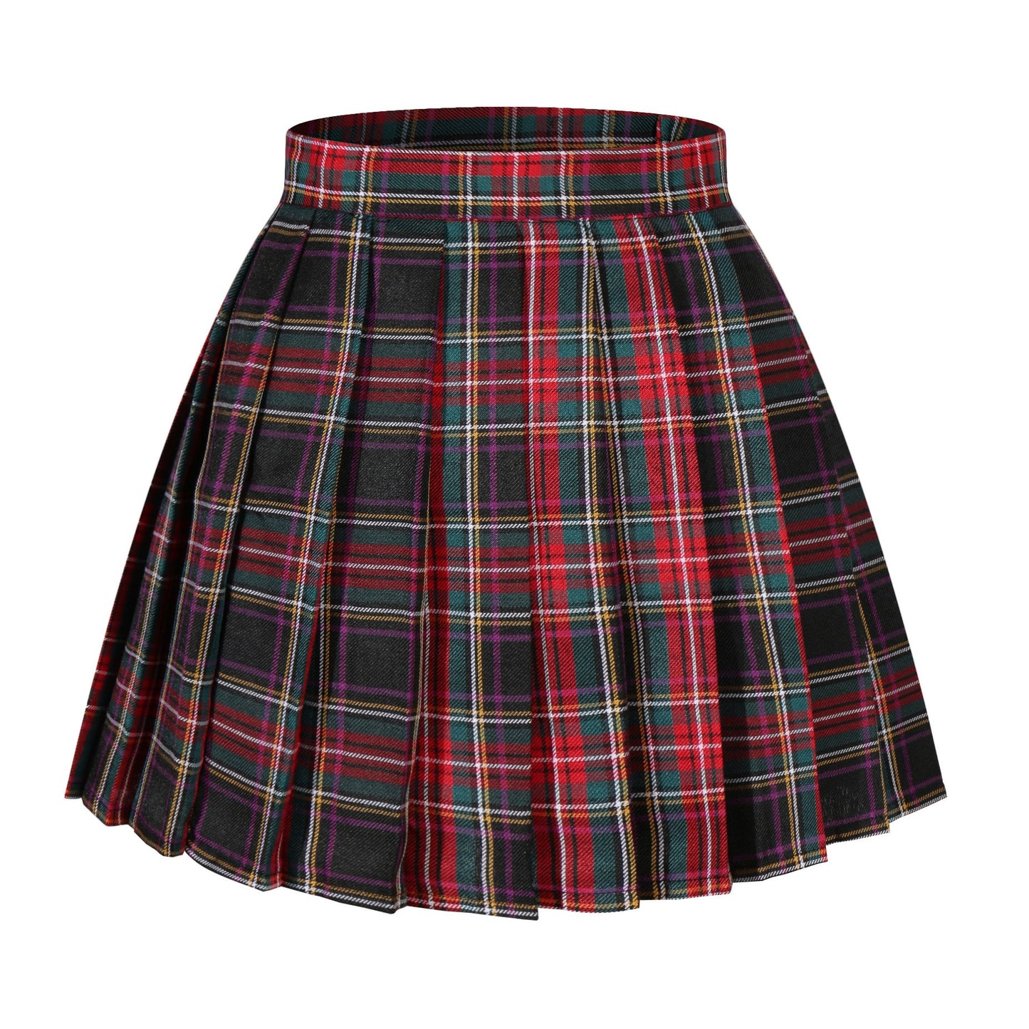 Beautifulfashionlife Womens 80S Costume Fancy Outfit School Stripes Skirts (L,Black Mixed Rose Red)