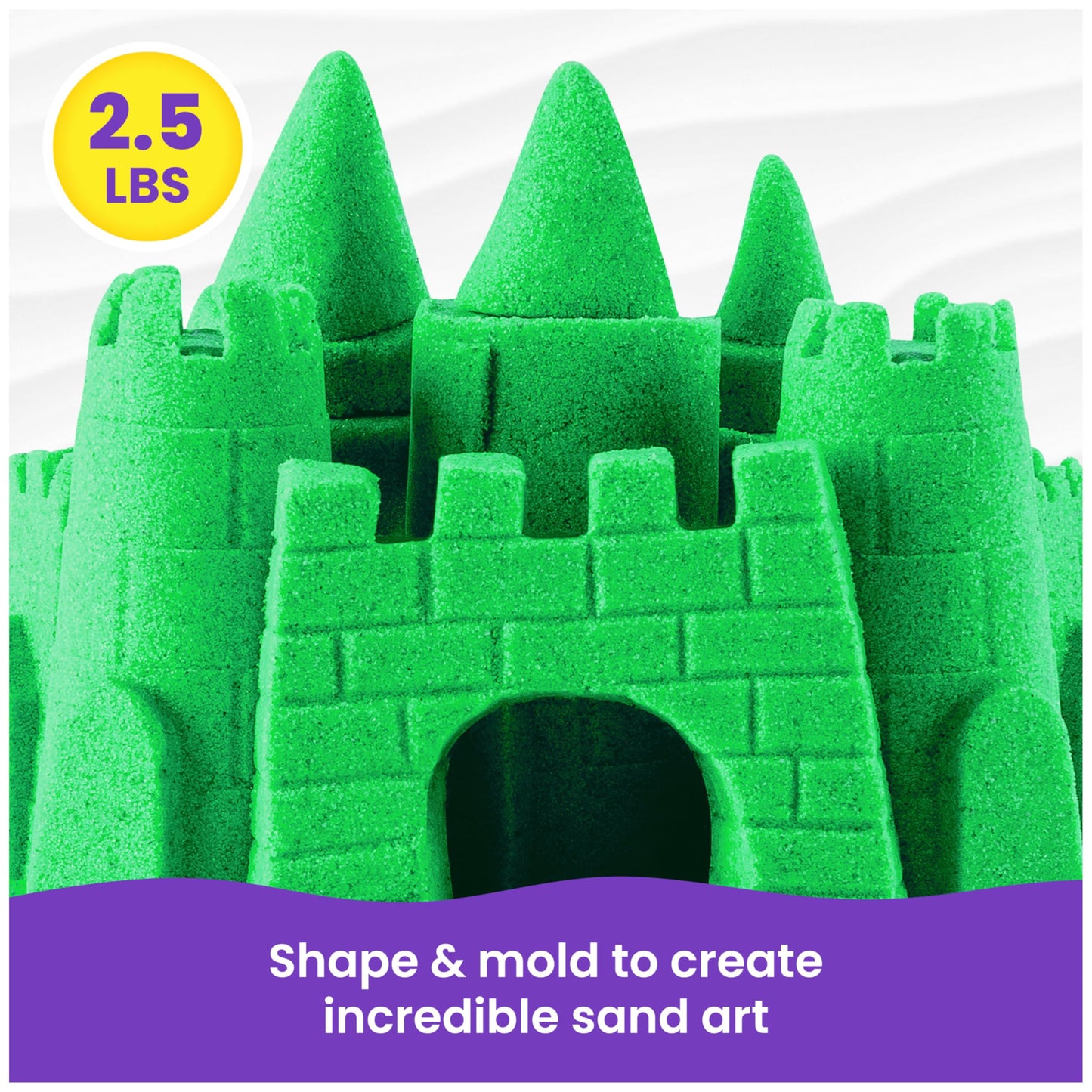 Kinetic Sand, 2.5lbs Green Play Sand, Moldable Sensory Toys for Kids, Resealable Bag (Packaging May Vary), for Ages 3 and up