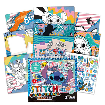 Fashion Angels Disney Stitch Color & Collage Design Set - 15 Colorable Lilo and Stitch Posters - Add Your Own Designs with 7 Inc