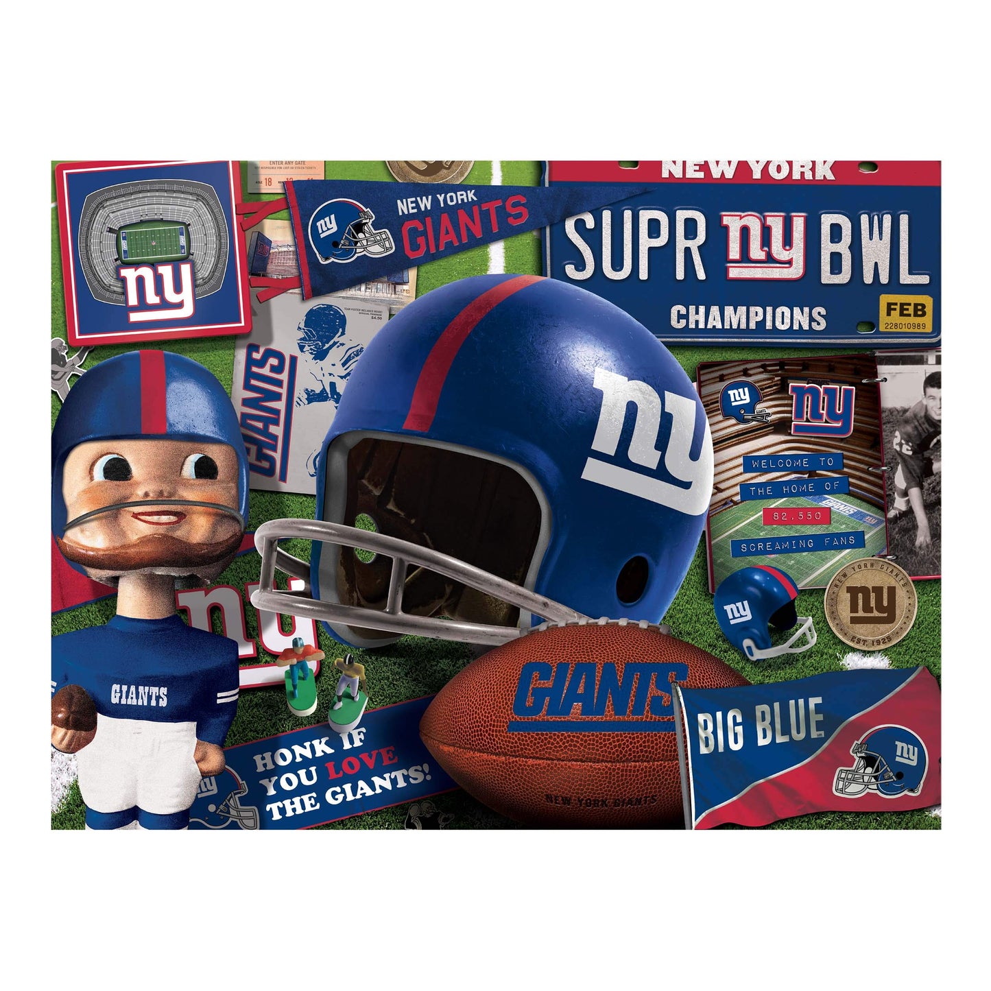 YouTheFan NFL New York Giants 500-Piece Retro Puzzle - Team Colors, Cardboard, Large