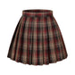 Girlss Short Pleated Plaid Costumes Skirt(Red Mixed Beige White,Medium)