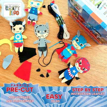 Craftiloo Superhero Sewing Kits For Little Kids 5 Easy Projects For Children Beginners Sewing Kit Kid Crafts Make Your Own Felt