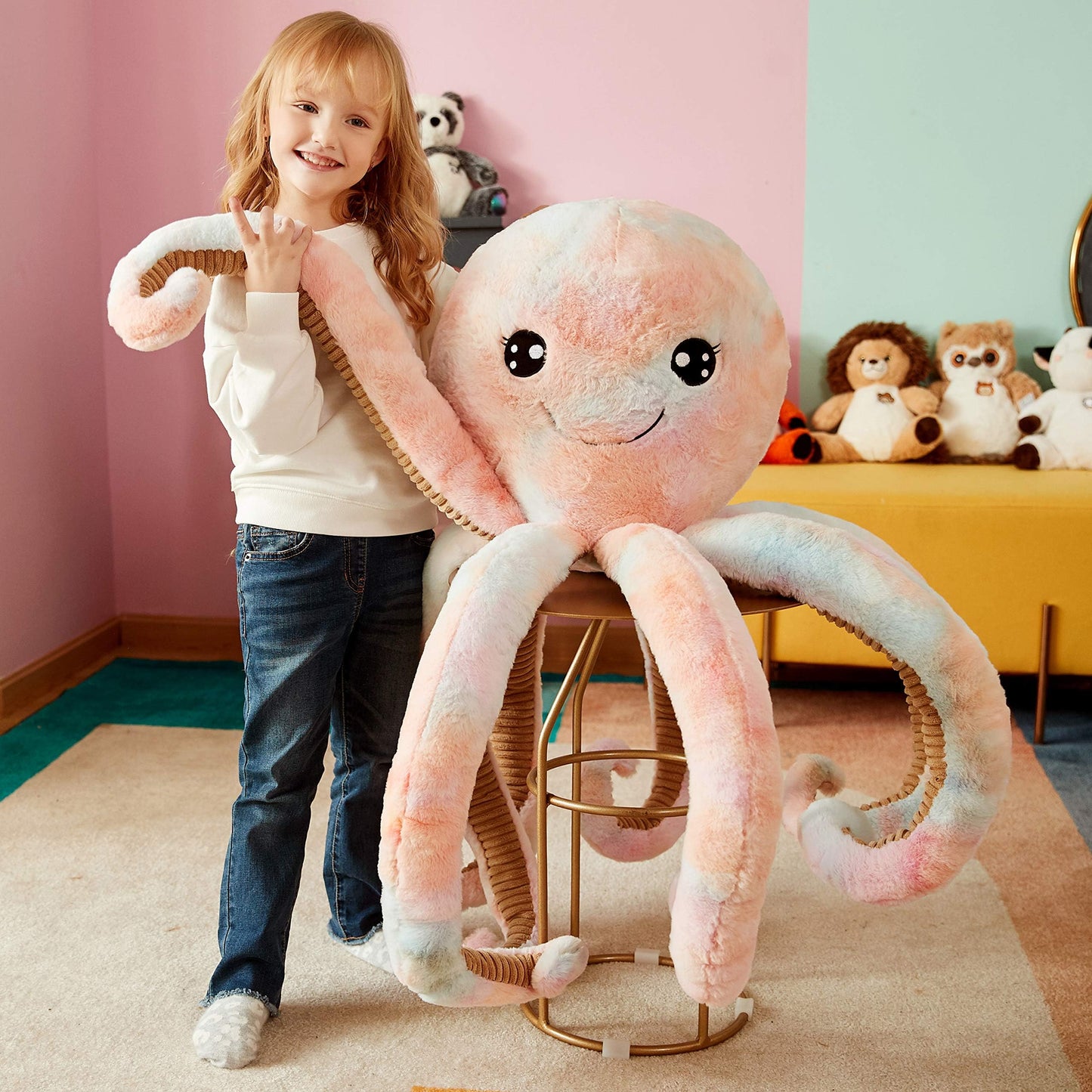 Ikasa Giant Octopus Stuffed Animal Jumbo Plush Toy,30' Soft Toys Large Cute Huge Kawaii Fluffy Big Size Fat Oversized Plushie,Gifts For Kids