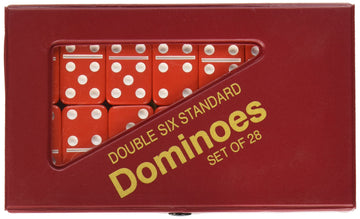 Red And White Double 6 Standard Domino Set With Matching Vinyl Case