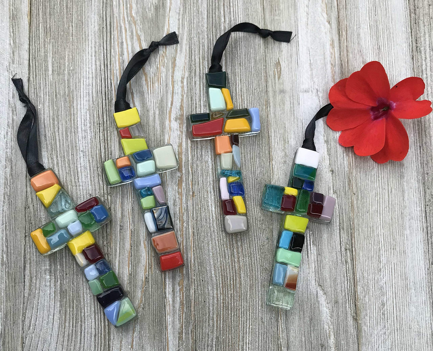 Handmade in USA Glass Cross With Courage Message - Get Well Soon Gift for Cancer Patients/Encouragement Gift for Hard Times/Misc