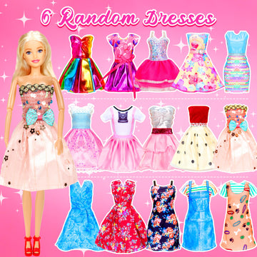 93 Pcs Doll Clothes And Accessories With Doll, Wedding Gown Dresses, Tops And Pants, Fashion Dresses, Swimming Suits, Shoe, Hangers,Doll Dress Up Toys For Girls In Gifts Package