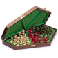 Husaria Wooden Three-Player Chess Game Set - 21 Inches - With Foldable Board, Handcrafted Playing Pieces, And Felt-Lined Storage