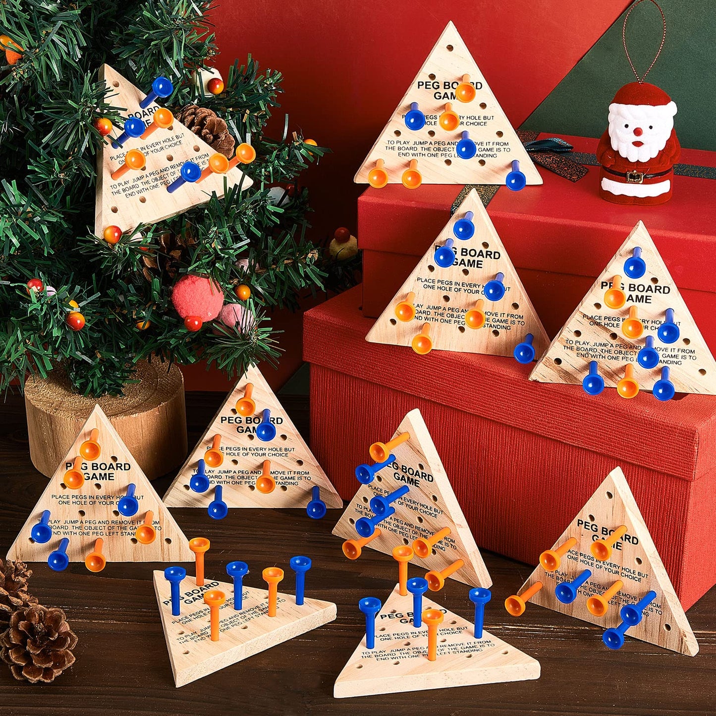 50 Pack Wooden Peg Games Bulk Triangle Wooden Board Games Triangle Game Wooden Triangle Board Games Family Travel Games Fun Triangle Puzzle Wooden Strategy Toy for mature-themeds Teens