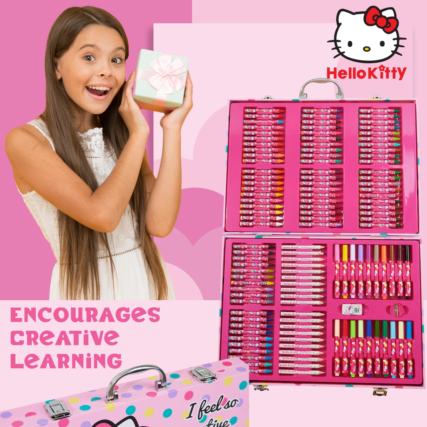Hello Kitty Colored Pencils Art Supplies Drawing Kit School Supplies Painting Girls Drawing Pencils Art Kit Travel Case with Cra