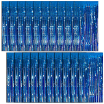 20 Pack Foil Curtain Backdrop Blue Metallic Tinsel Foil Fringe Curtains Photo Booth Props for Birthday Wedding Engagement Baby S