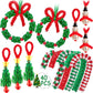 Christmas Crafts for Kids Adults Families, Beaded Ornament Kit to Make Wreath/Candy Cane/Xmas Tree/Snowman, Holiday Decorations 