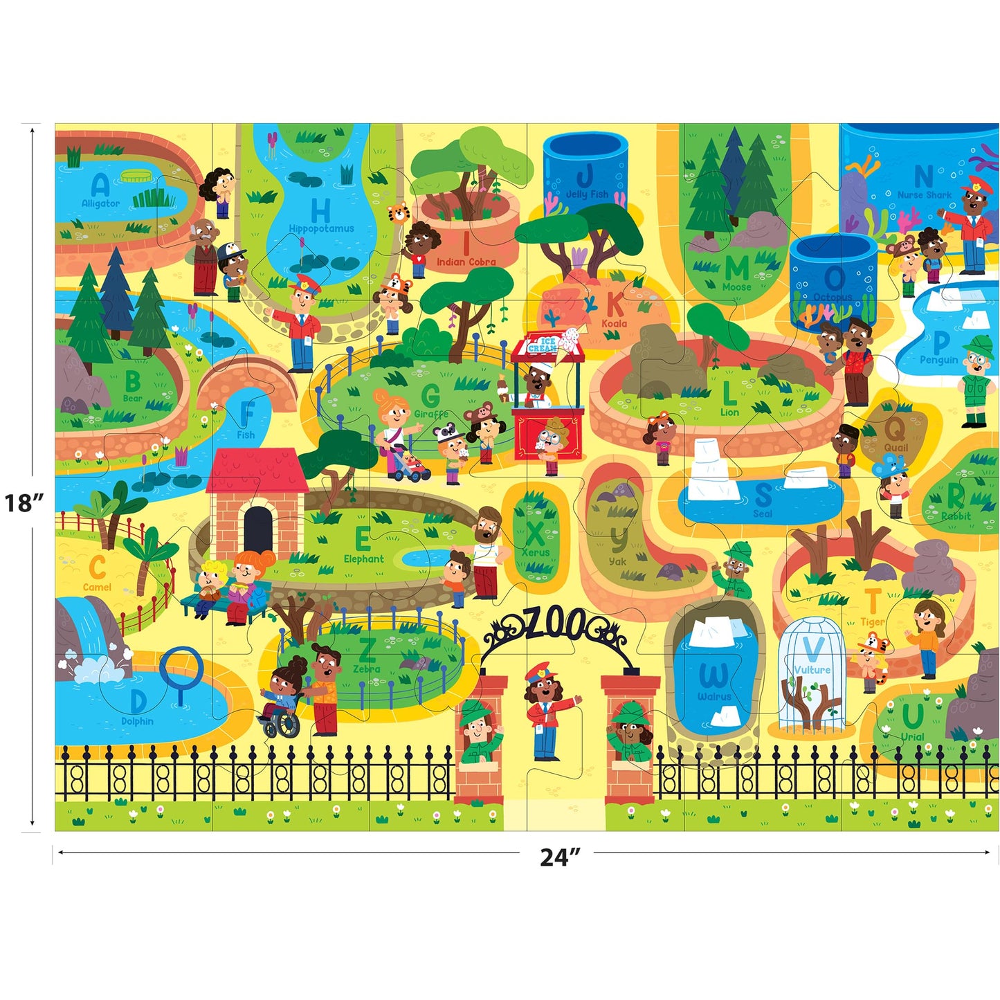 RoseArt Kids Floor Puzzle Playset - Alphabet Zoo Adventure - 24 Piece Jigsaw Puzzle