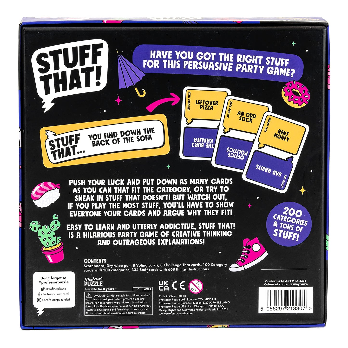 Stuff That! By Professor Puzzle Games - Family Friendly Card Game Of Creative Thinking/Bluffing! - Card Game For All Ages.