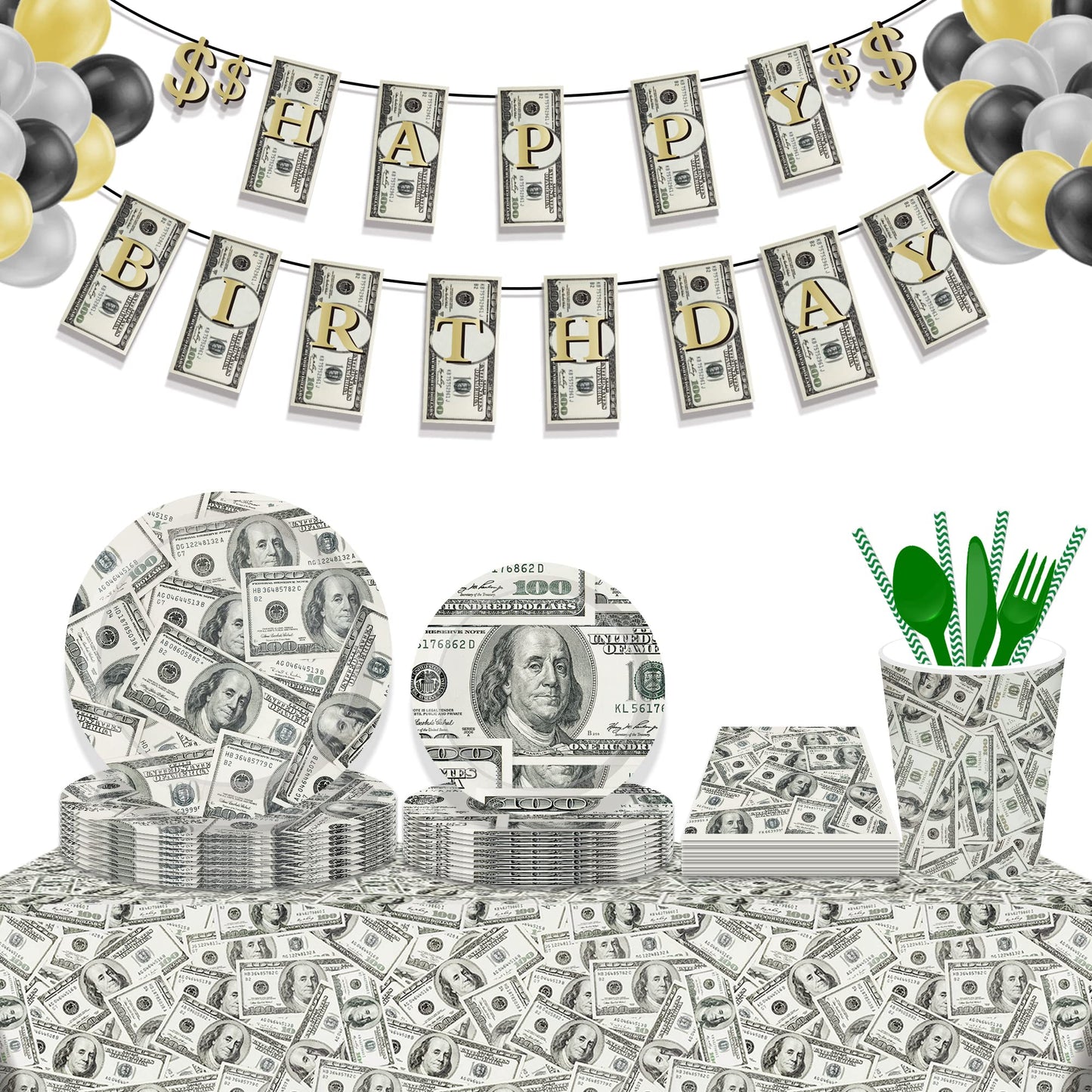 2 Pcs Bill Dollar Signs Tablecloths Money Party Decorations Currency Symbol Money Table Covers Big Bucks Tablecover Money Tablec