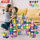 Everplay 140 pc Castle Rocket Magnetic Tiles with Car Set Building Block Toys STEM Educational Learning Magnet Toy Preschool Mon