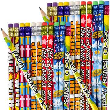 Rhode Island Novelty Lot of 100 Assorted Religious Christian Themed Pencils - 7.5
