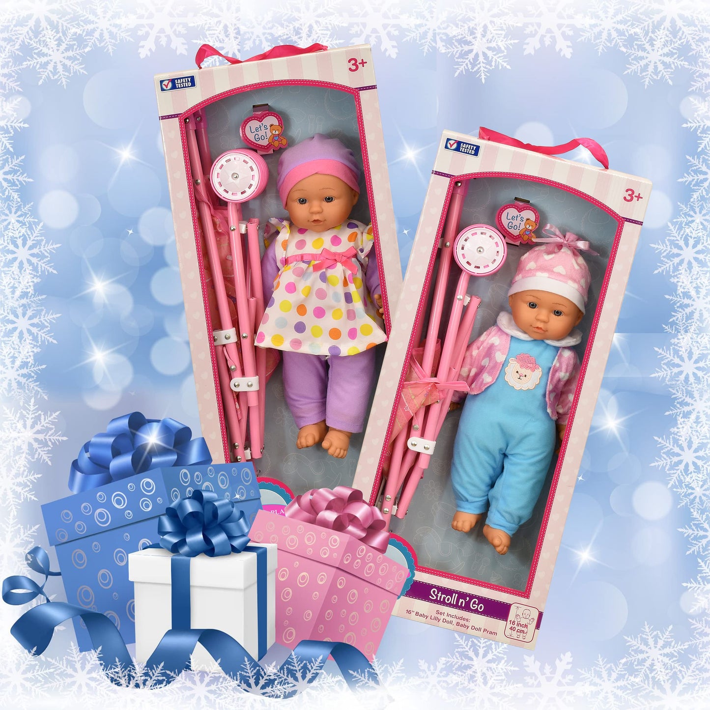 Dolls To Play My First Baby Doll Stroller Set, 16" Soft Body Baby Doll, Soft Pink, Ideal for Infants and Toddlers