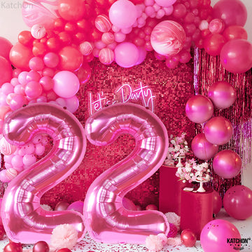 Katchon, 22 Balloon Number Hot Pink - 40 Inch | 22 Number Balloons | Pink 22 Balloons For 22 Birthday Decorations For Men | Number 22 Balloons | 22 Balloons For 22 Birthday Decorations For Women