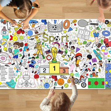 Padtic Giant Coloring Poster,35X72 Inches Sport Coloring Tablecloth,Diy Sport Coloring Tablecover,Kids Art Crafts Coloring Sheet