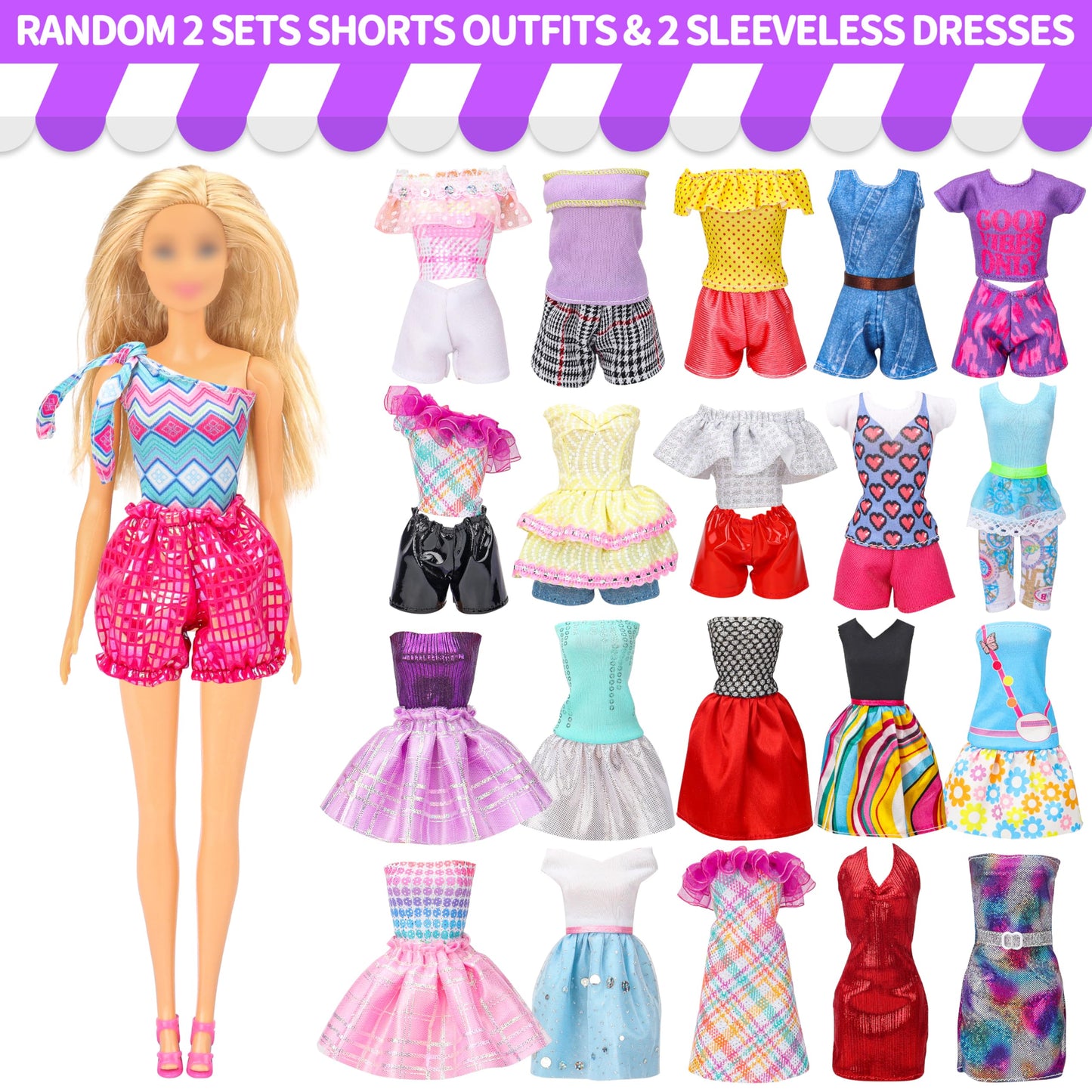 Style Shine 56 Pcs Doll Clothes And Accessories,2 Wedding Gowns 2 Evening Dresses 6 Fashion Dresses 4 Set Casual Outfit Top And