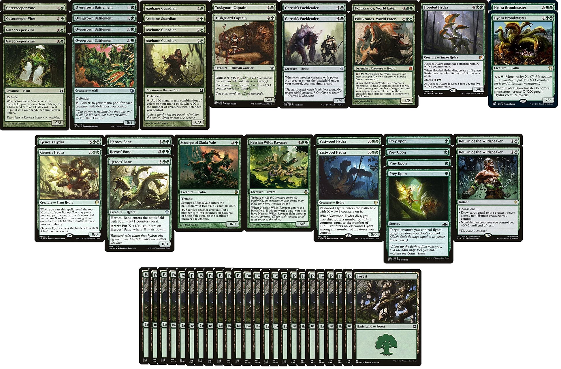 Elite Hydra Deck - Mono Green - Huge Creatures - Modern Legal - Custom Built - Magic The Gathering - MTG - 60 Card!