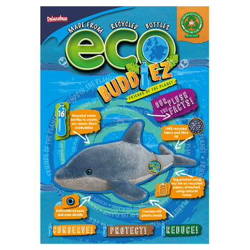 Ecobuddiez - Dolphin From Deluxebase. 15-Inch Sustainable Plush Animal From Recycled Materials, Eco-Friendly Soft Stuffed Toy, C