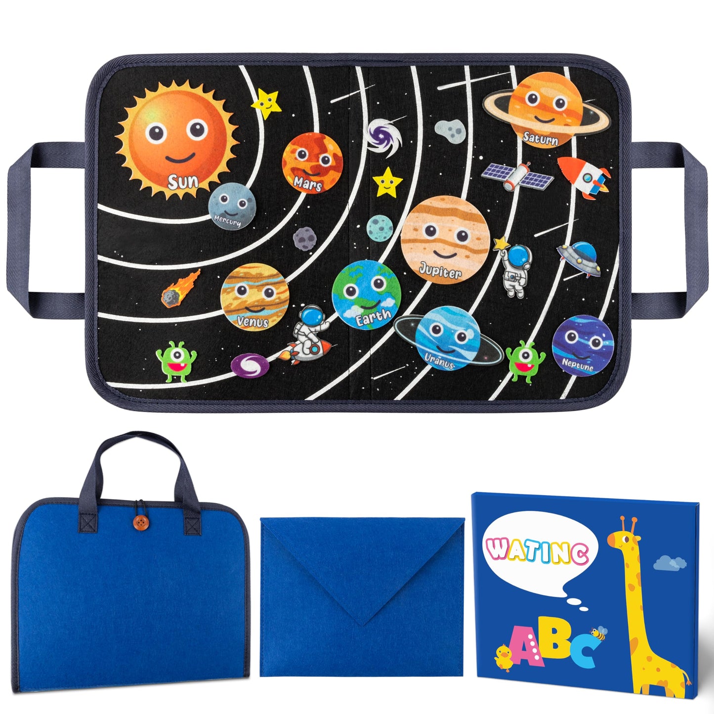 WATINC 25Pcs Travel Felt Board Story Set - 25PCS Portable Felt Board Educational Birthday Gift for Boys & Girls, Themed Storytel