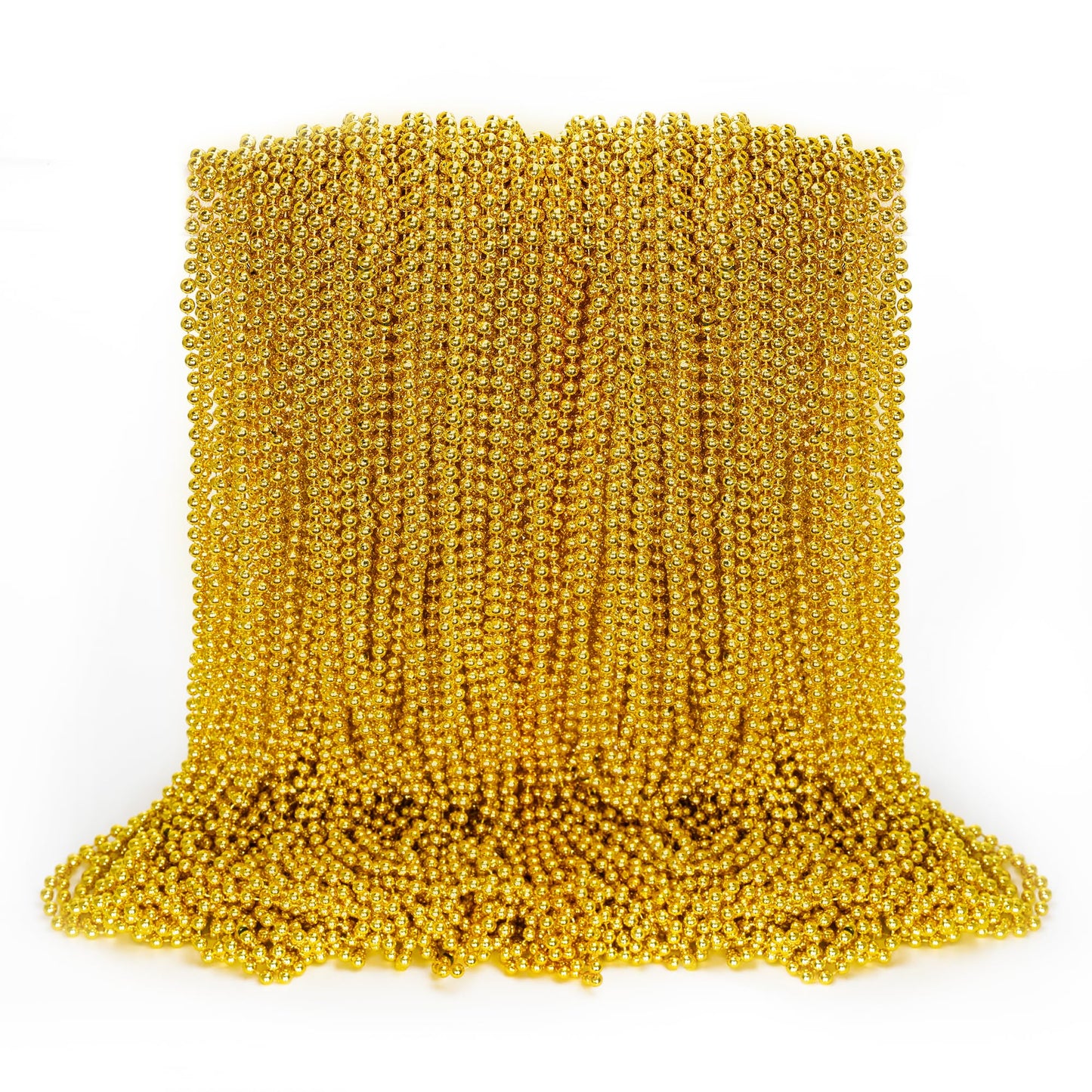 100PCS Bead Necklace, Gold Mardi Gras Beads Party Stuff, 33'' Mardi Gras Christmas Beads Toy Costume, Festival Parade Throw Acce