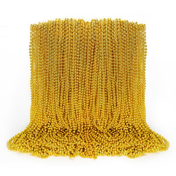 100PCS Bead Necklace, Gold Mardi Gras Beads Party Stuff, 33'' Mardi Gras Christmas Beads Toy Costume, Festival Parade Throw Acce
