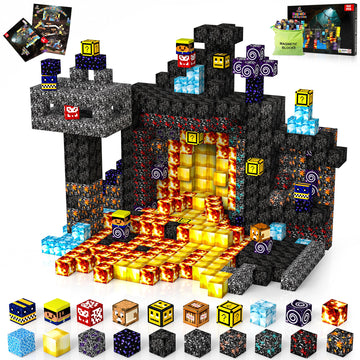 Hltyigr 150PCS Magnetic Blocks-Magnetic Building Blocks Magnet Toys Set Stacking Cave World with Magnet Construction Toys STEM Sensory Gift for Kids Toddlers Boys & Girls Birthday Gifts Ages 3+