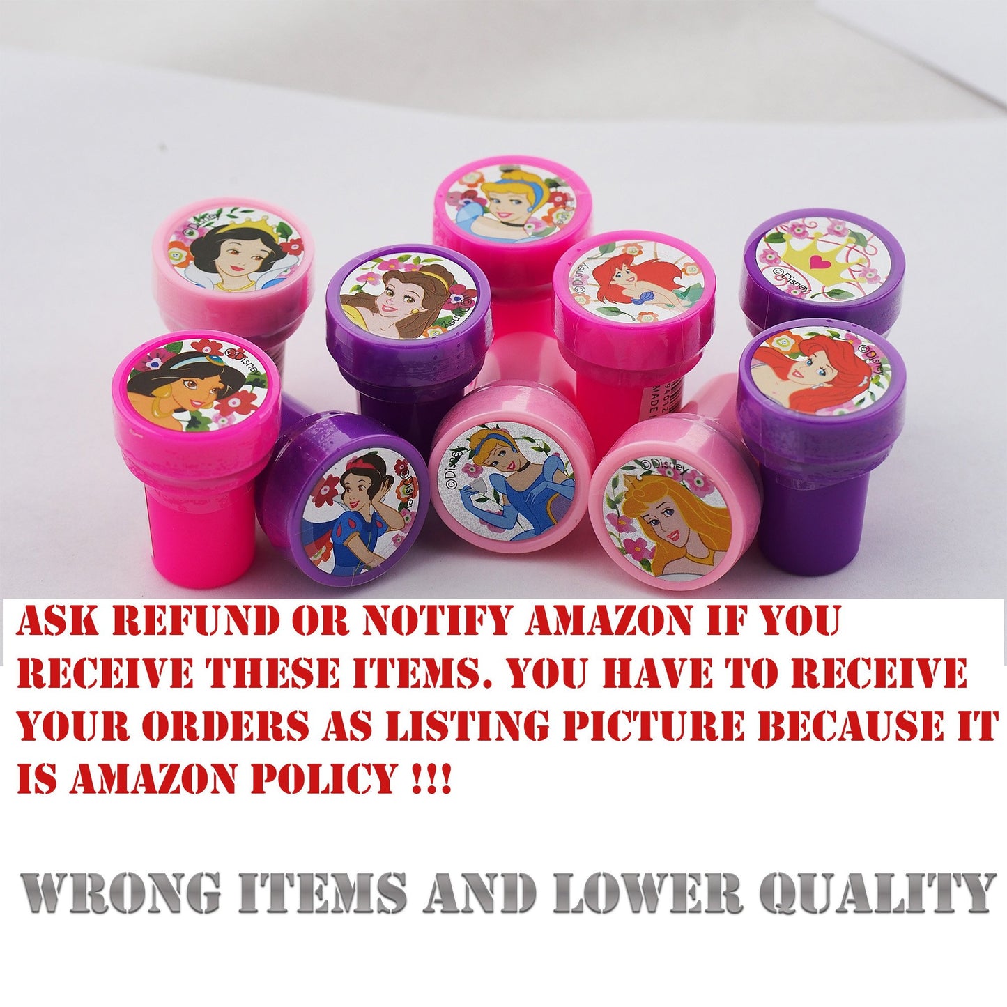 Princess Disney 10 Assorted Self Inking Stampers Party Favor