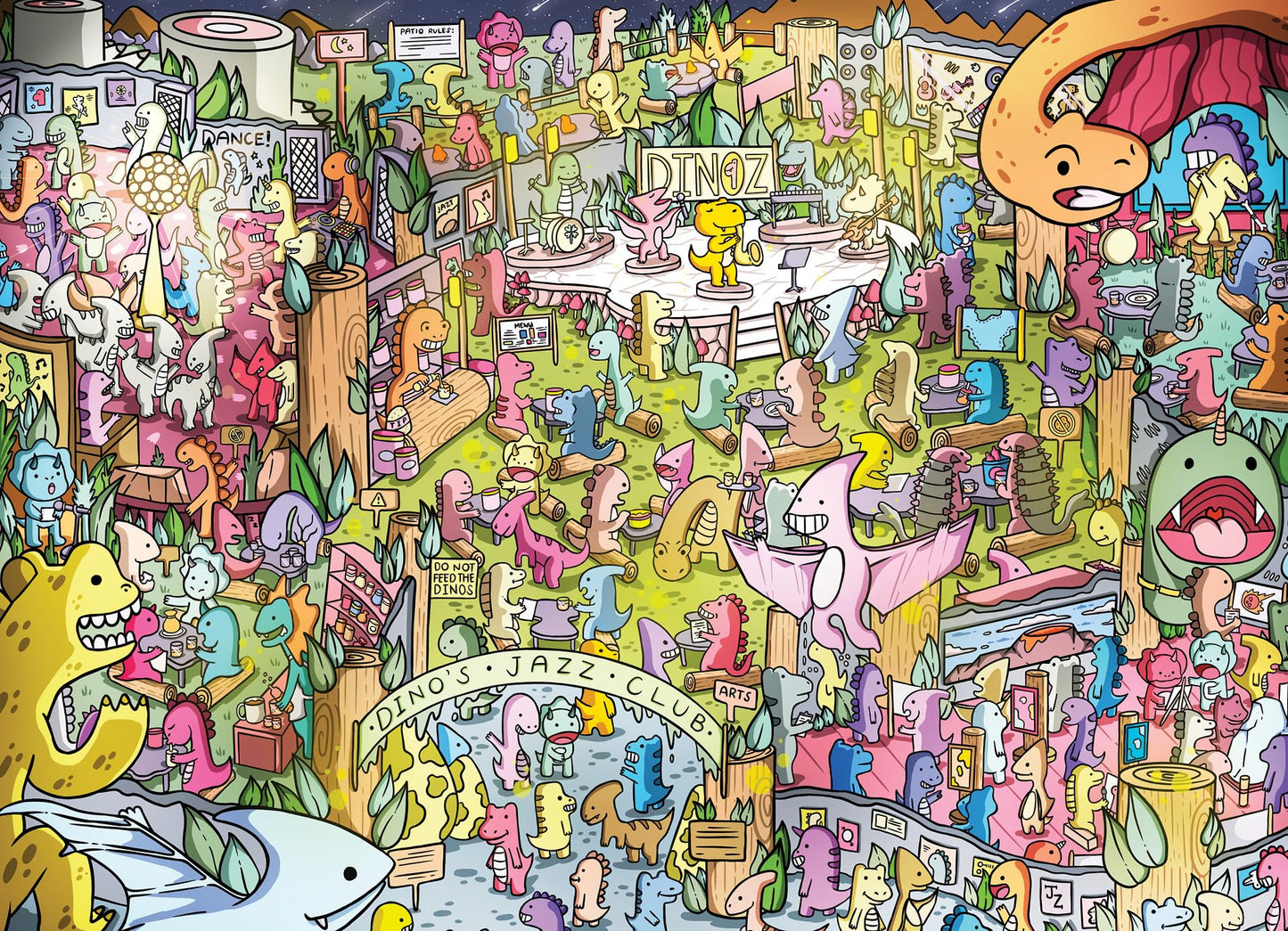 Cross & Glory 1000 Piece Jigsaw Puzzle - Jurassic Jive Dino Jazz, Large Size, 1.8mm Thick Cardboard, Ideal for Adults & Kids 12+