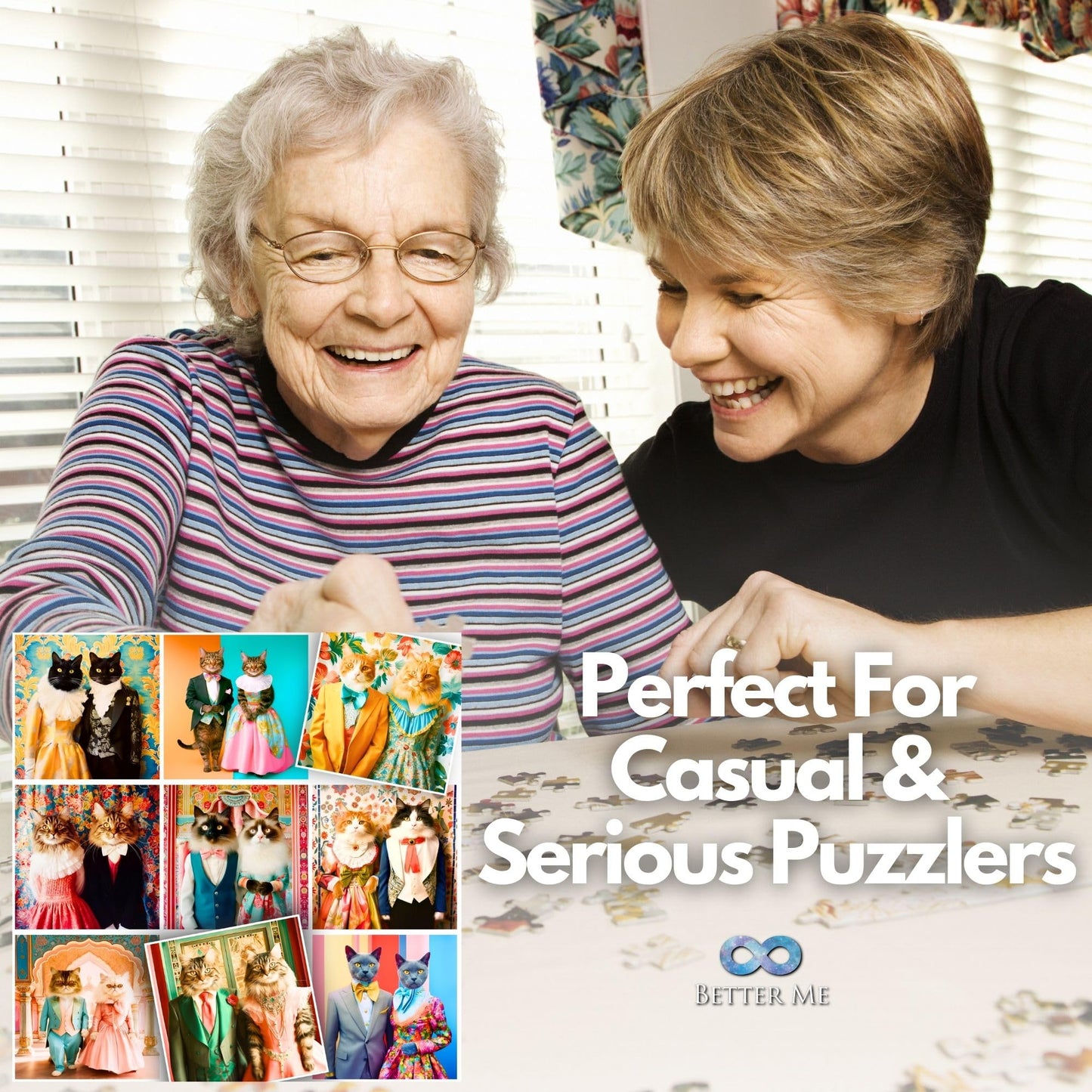 Classy Cats 500-Piece Puzzle For Adults & Teens - Fun Cat Lover Puzzle Of Well-Dressed Kitties, Perfect For Family Game Night (500 Pieces, Square)