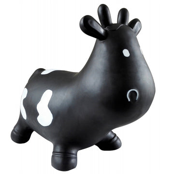 Appleround Cow Bouncer With Air Pump, Inflatable Space Hopper, Ride-On Bouncy Animal (Black)