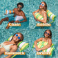 Sloosh 3 Pack Inflatable Pool Float Hck  Water Hck Lounges  Multi-Purpose Swimming Pool Accessories (Saddle  Lounge Chair  Drifter) for Pool  Lake  Outdoor  Beach (Dark Blue/Yellow/Orange)