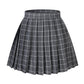 Girl'S School Uniform Plaid Pleated Costumes Skirts (M, Grey White)