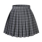 Women High Waist Plaid Kilt Mini Checked Pleated Skirts(2XL,Grey White)