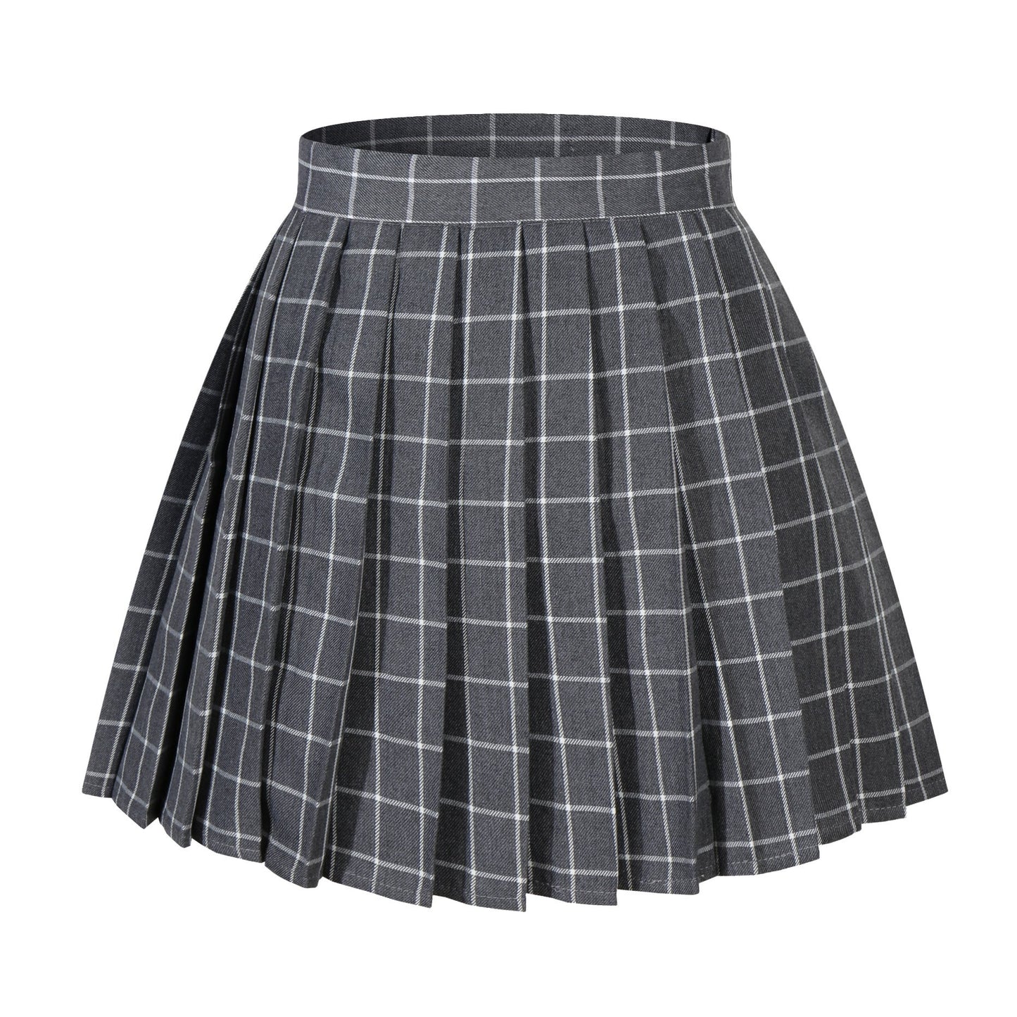 Womens Plaid Flared British High School Pleated Skirts (4Xl,Grey White)