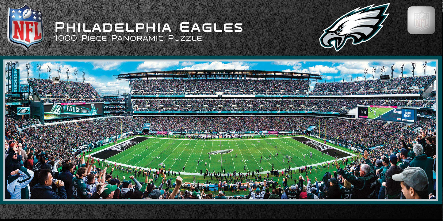 Masterpieces 1000 Piece NFL Philadelphia Eagles Jigsaw Puzzle - Panoramic 13"x39" - Cardboard, Team Color