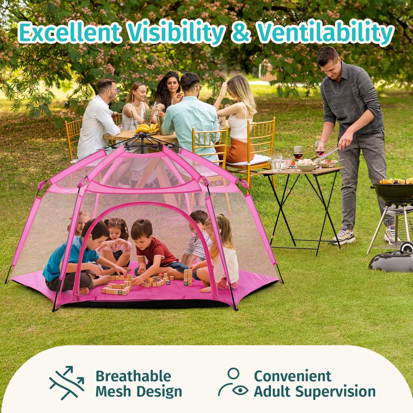 Alvantor Pop Up Playpen- 7'X7'X44   Baby Playpens Large Kids Play Tent Portable And Foldable Playpen Indoor/Outdoor Play Yard Wi