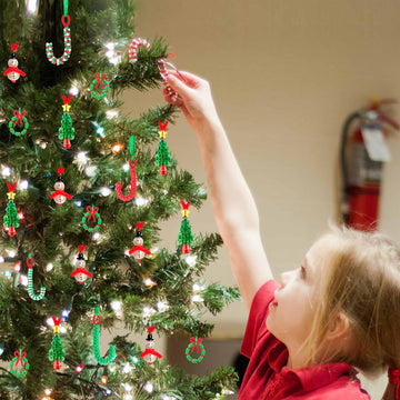 Christmas Crafts for Kids Adults Families, Beaded Ornament Kit to Make Wreath/Candy Cane/Xmas Tree/Snowman, Holiday Decorations