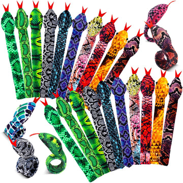 WhistenFla 16Pcs Snake Slap Bracelets, Reptile Party Favors Snake Snap Bracelet Fuzzy Animal Slap on Bracelet for Kids Reptile B