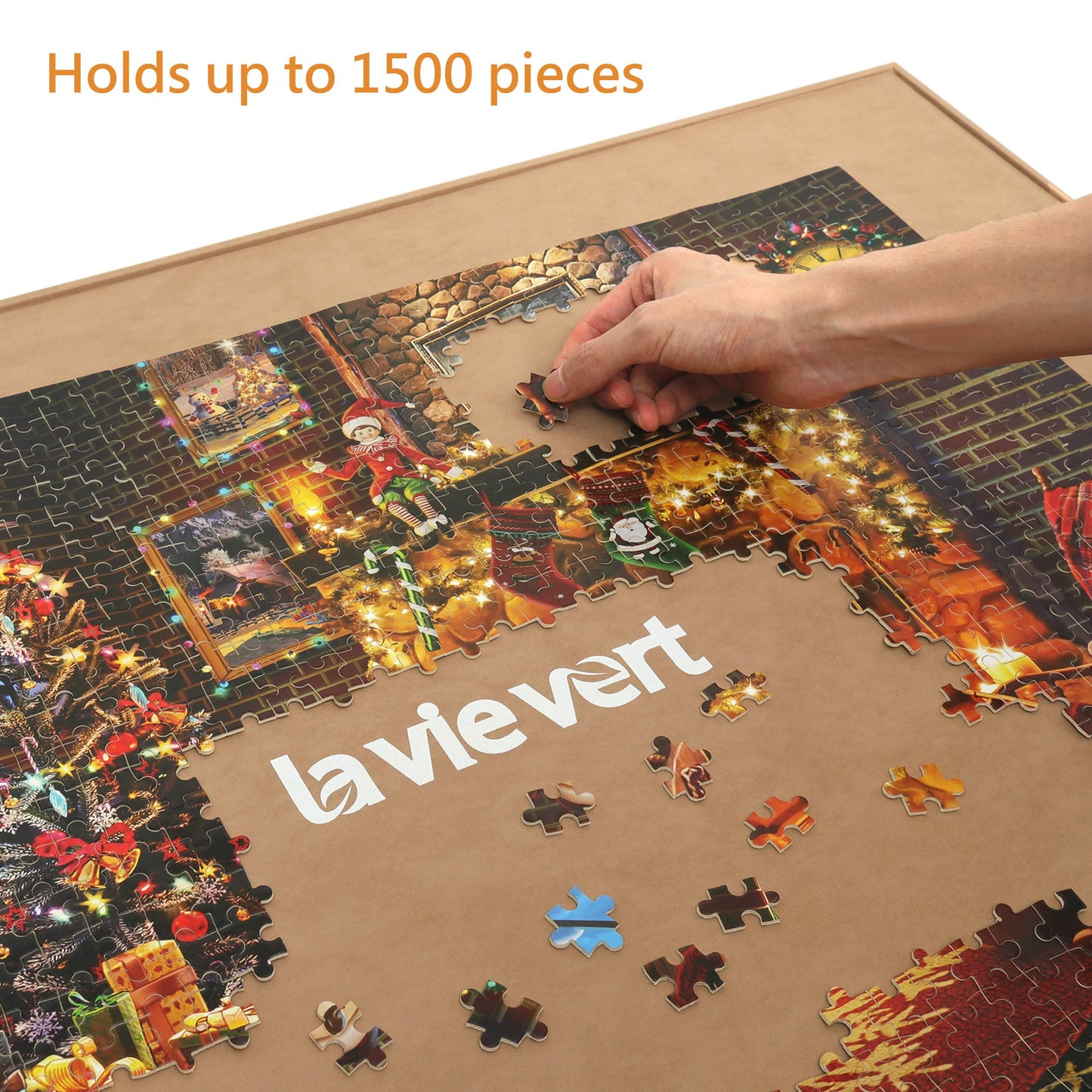 Lavievert Wooden Jigsaw Puzzle Board Portable Puzzle Plateau For Puzzle Storage Puzzle Saver, Non-Slip Surface, Fits Up To 1500